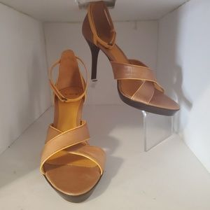New V.O.Z Loralai Tan/Orange Leather Heel Ankle 9